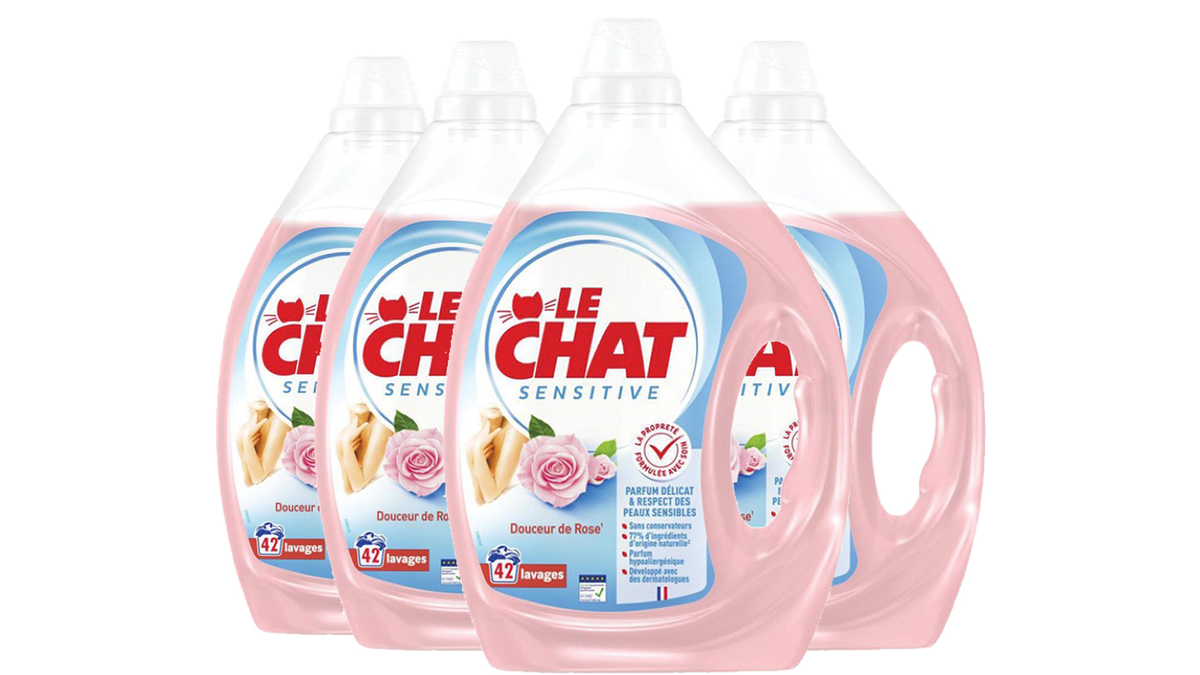 4x Le Chat Vloeibaar Wasmiddel Sensitive Rose Softness | 168 Wasbeurten ...