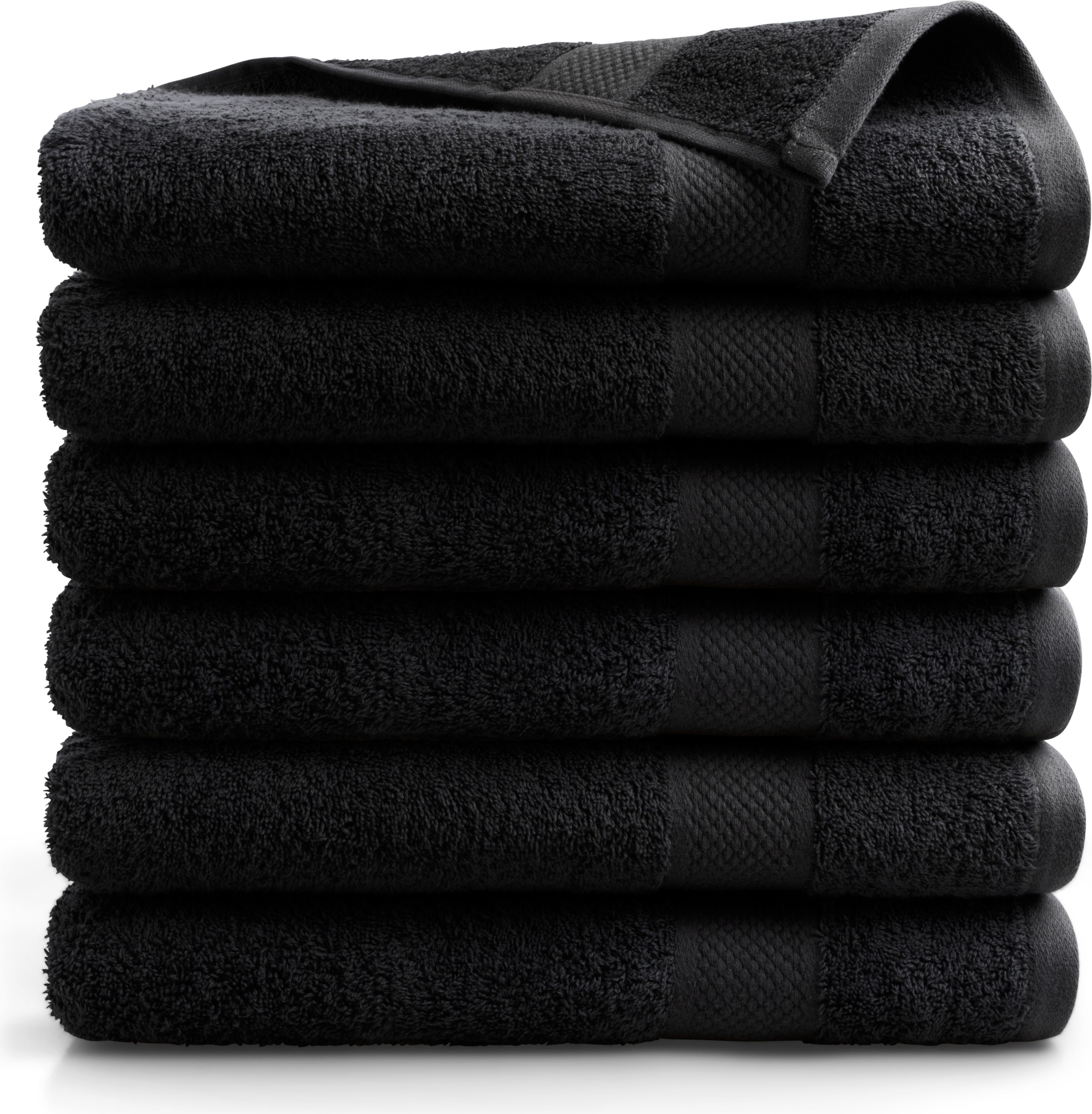 6x DoubleDry Serviette, Noir, 70 x 140