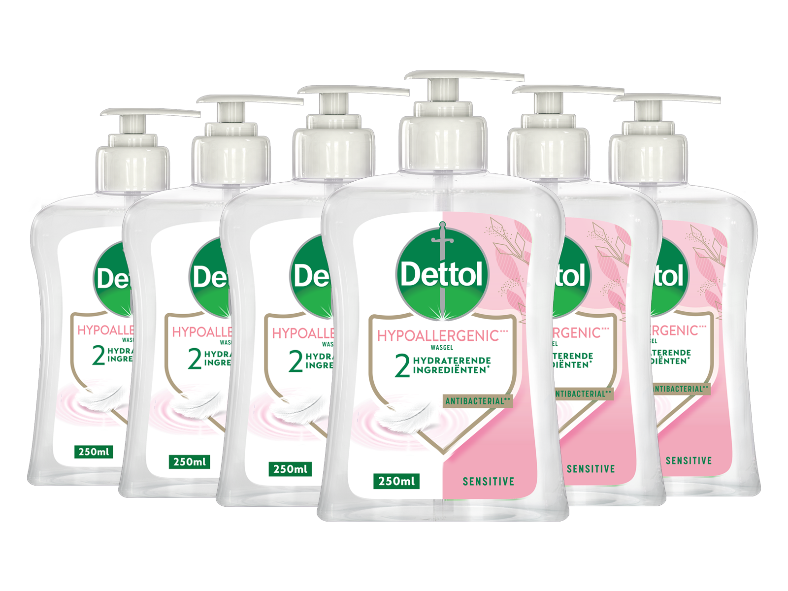 6x Dettol Handzeep Hypoallergenic, 250 ml