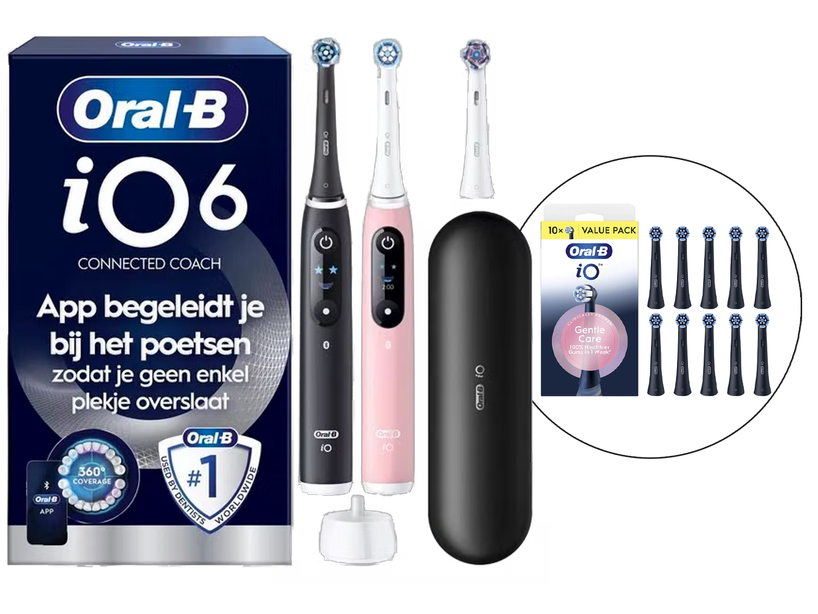 2 brosses à dents Oral-B iO Series 6 + 10 embouts « Gentle Care »