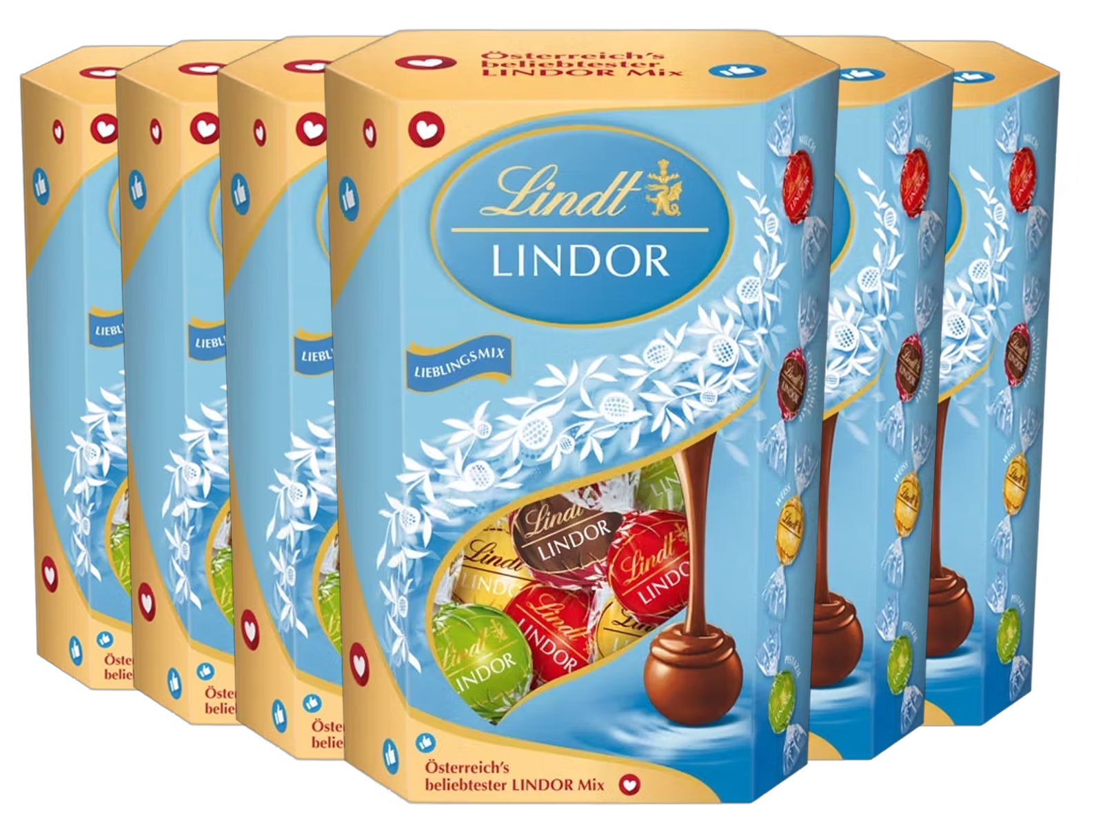 6 paquets de « Lindor Favorite Mix » d'Lindt, 500 g