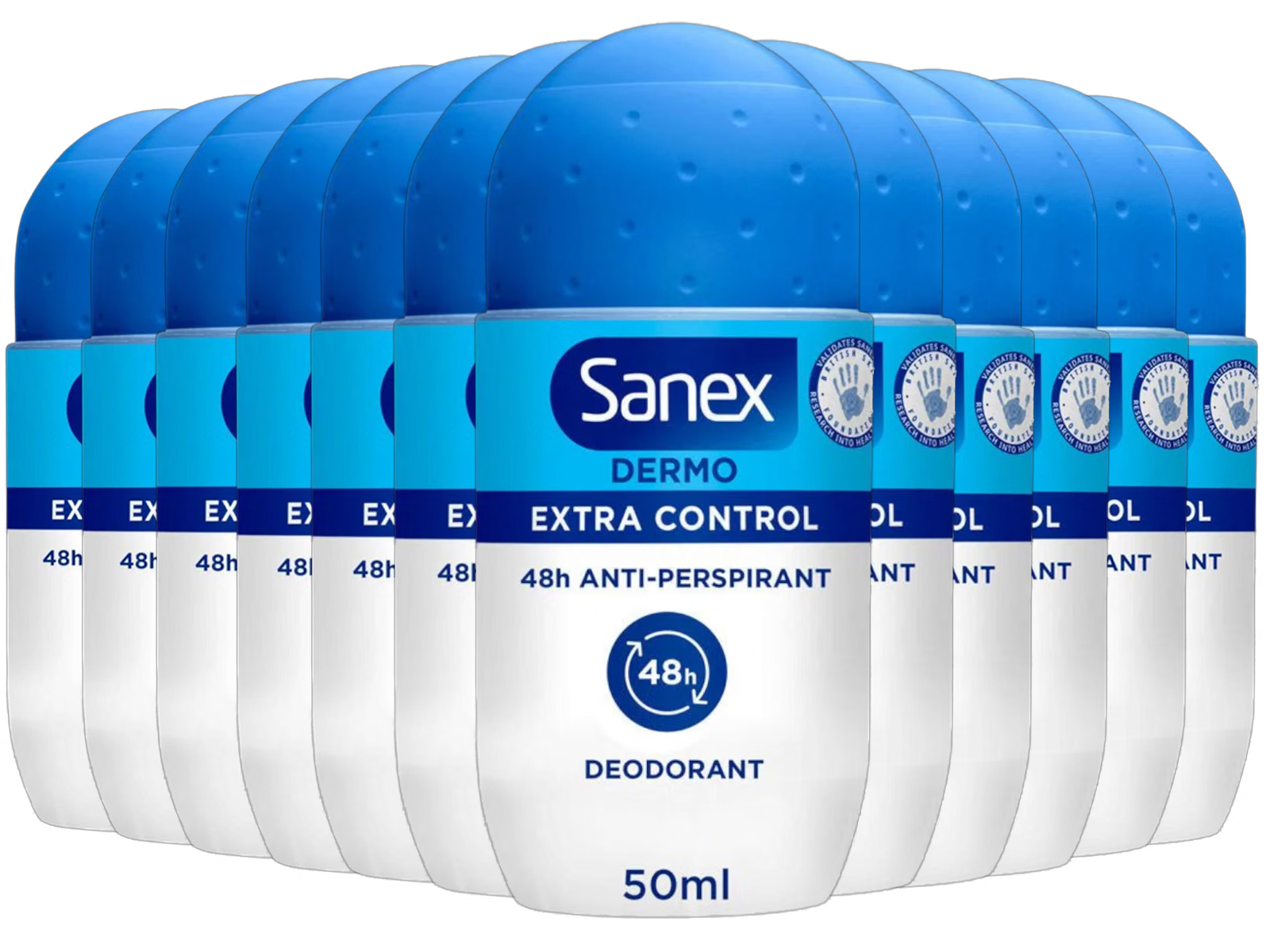 12x Sanex Deodorant Roller Dermo Extra Control, 50 ml