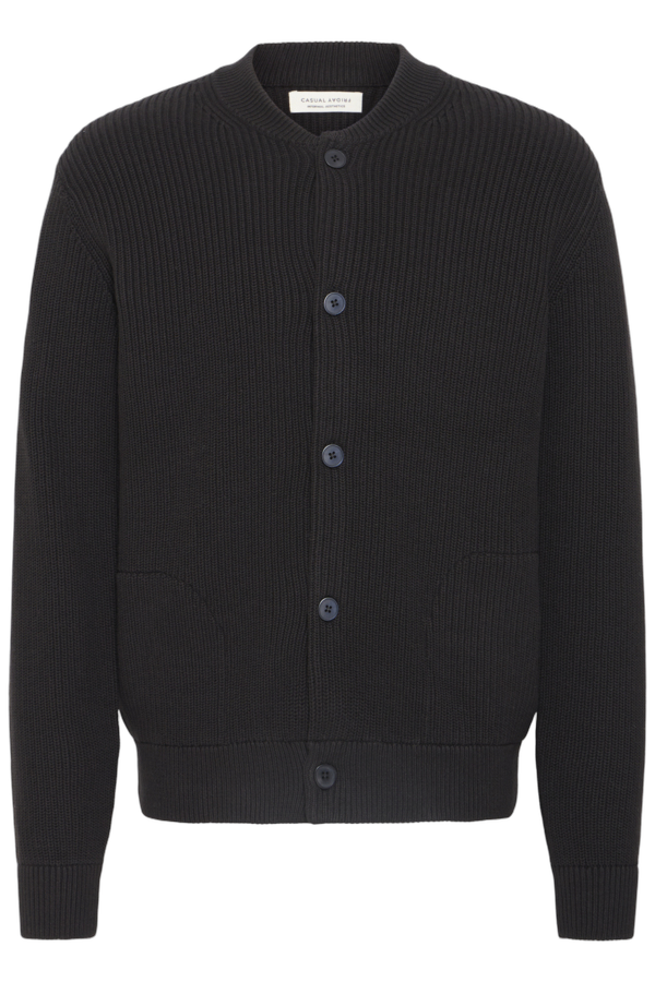 Rodhe Baseball Knitted Cardigan, Black Beauty