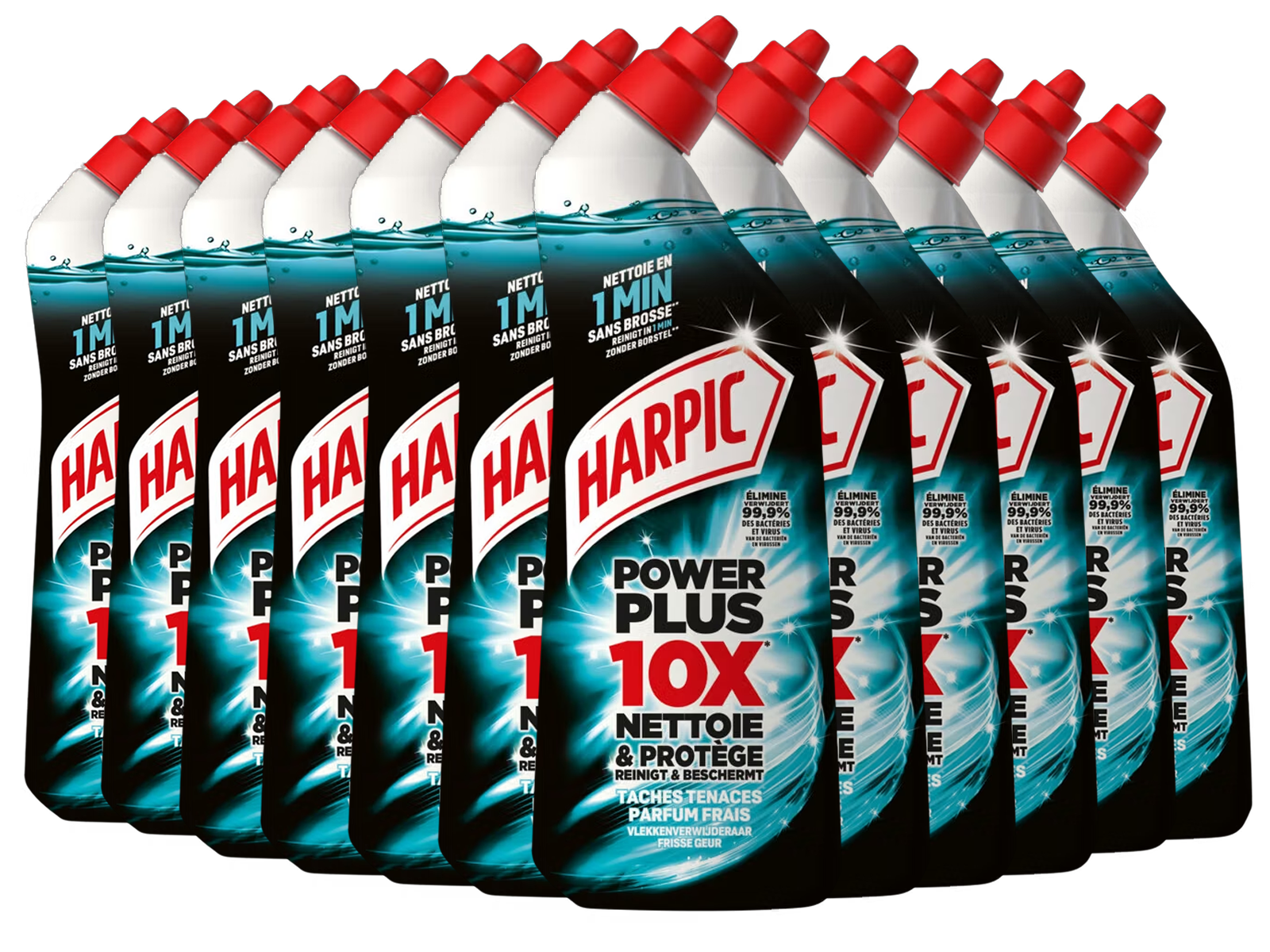 Lot de 12 nettoyants pour WC « Harpic » Powerplus Hygiene, 750 ml