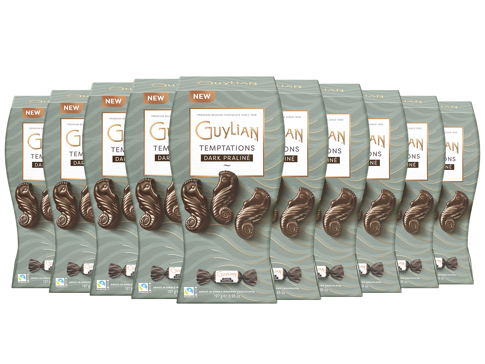10 paquets de Temptations Dark Praline d'Guylian, 200 g