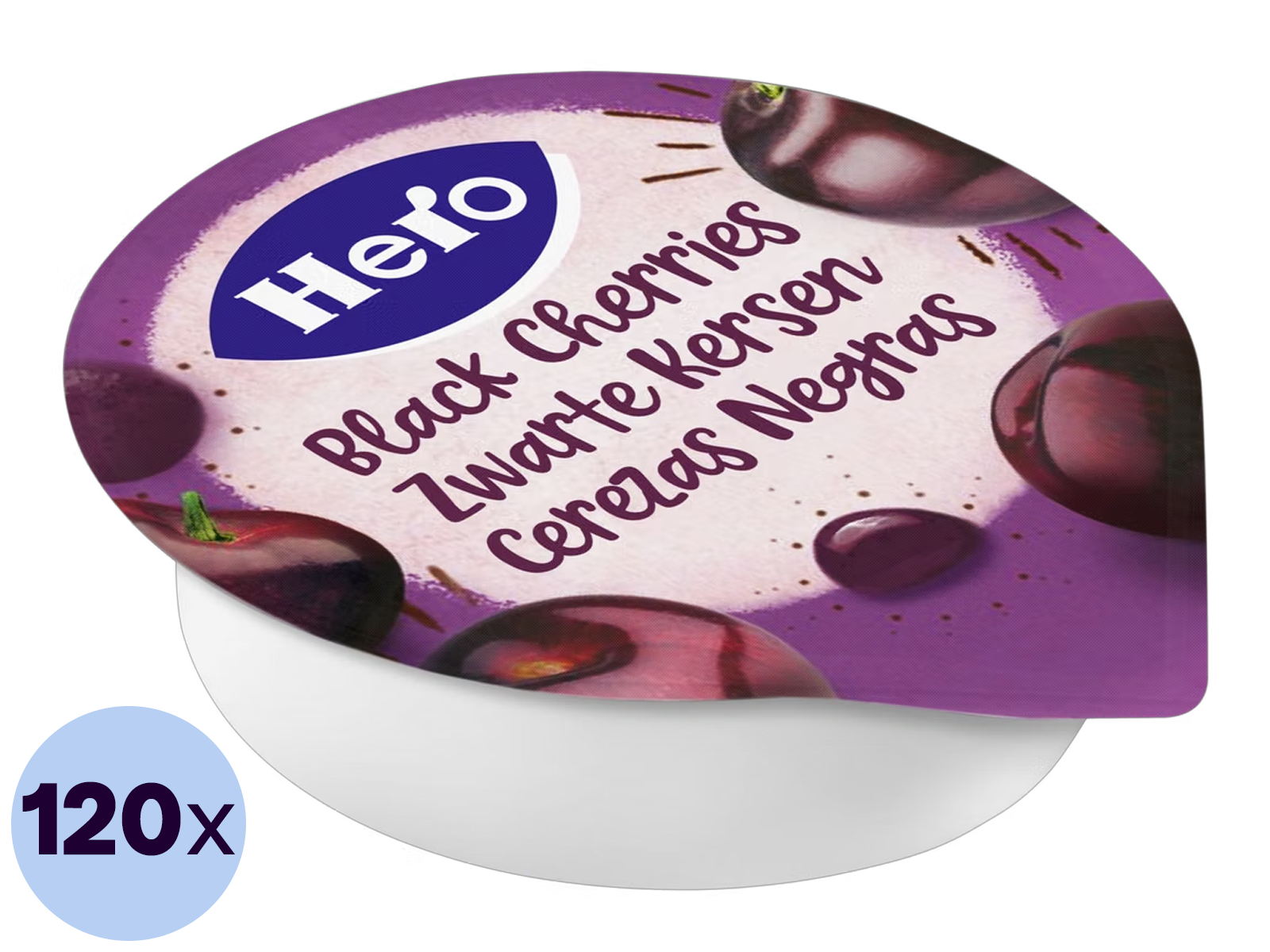 120x Hero Jam Zwarte Kersen Cups, 20 g