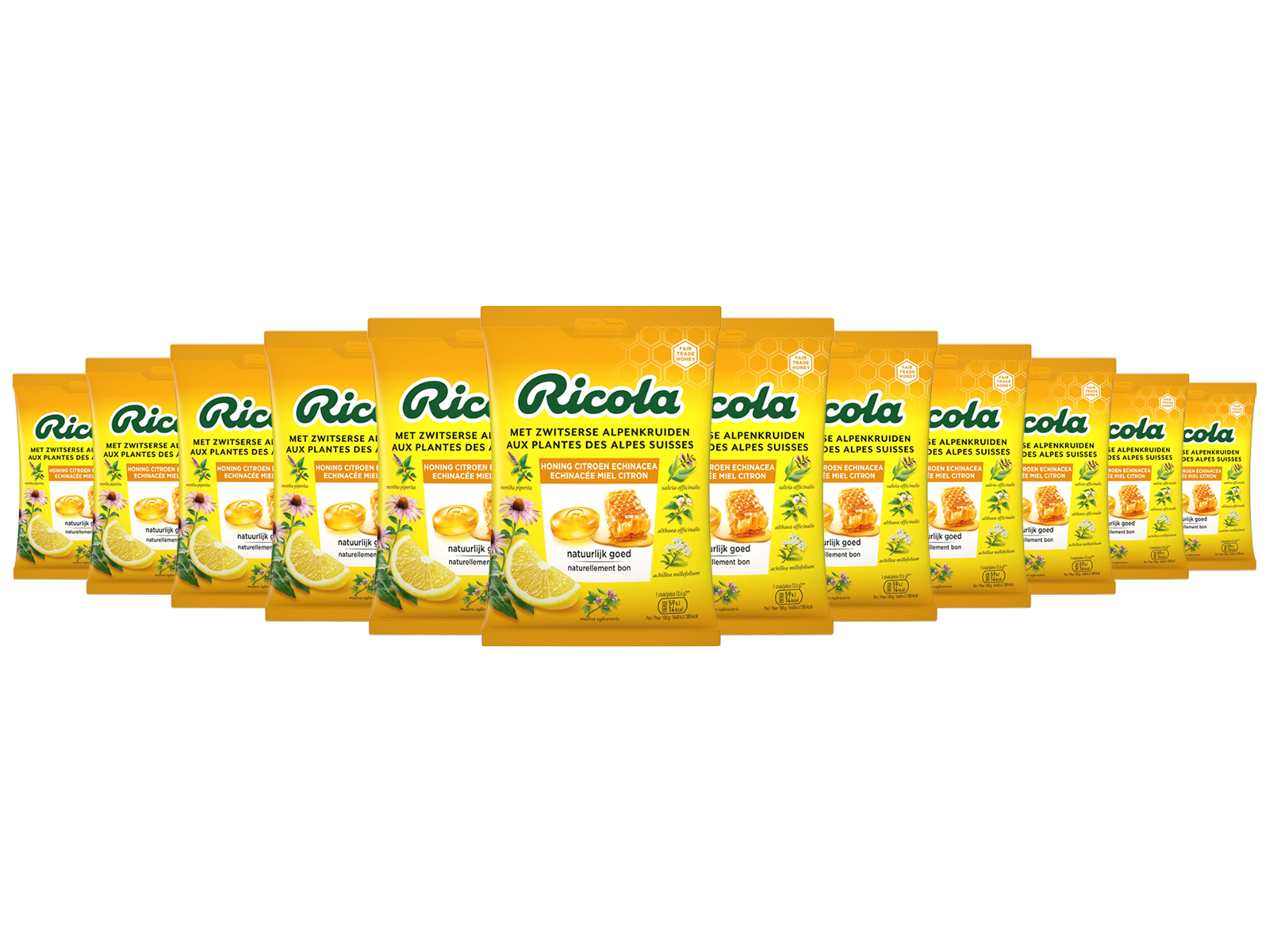 12x Ricola Honing Citroen Echinacea Kruidenbonbons, 75 g