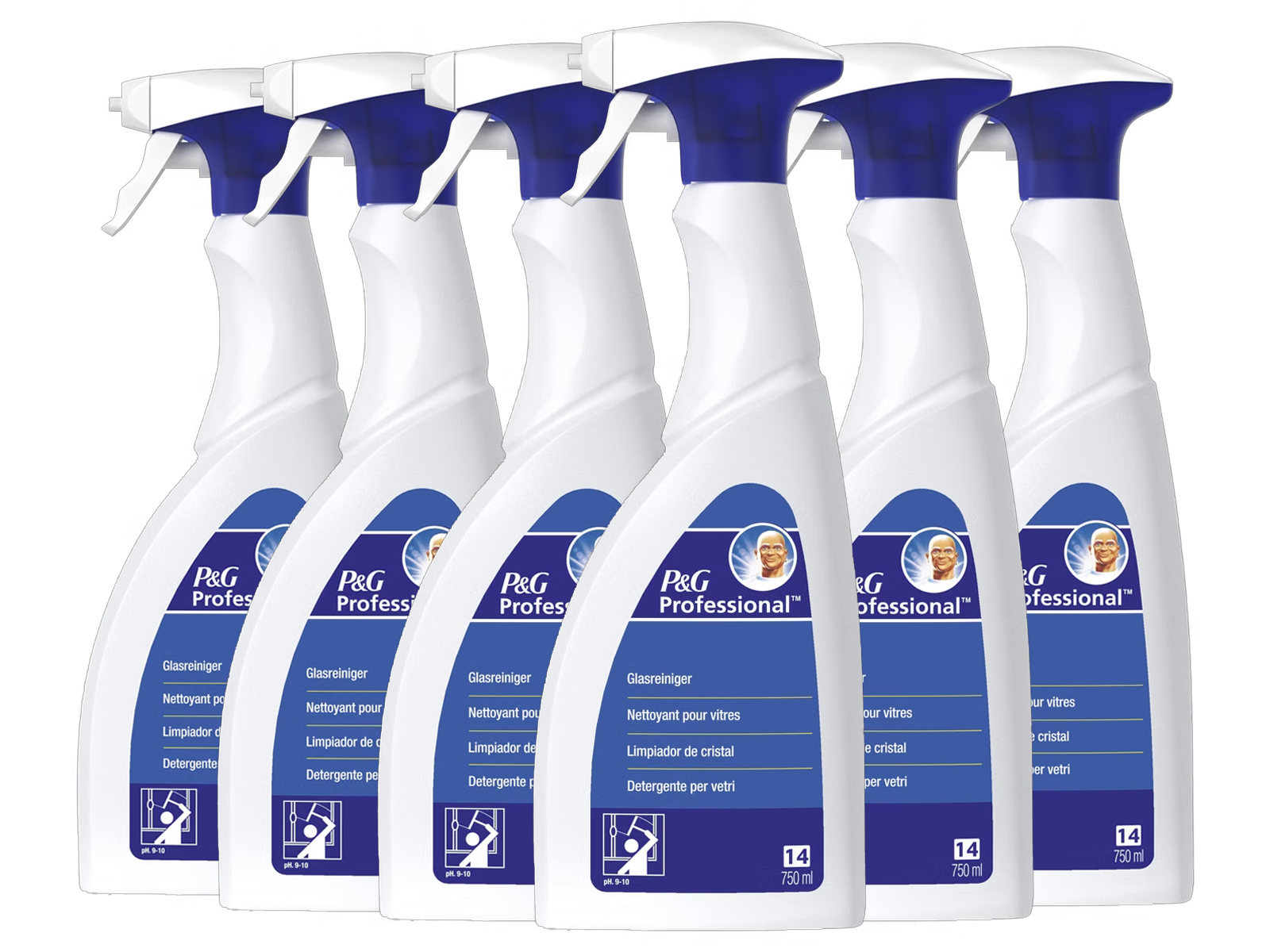 6x Mr. Proper Professional Glasreiniger, 750 ml