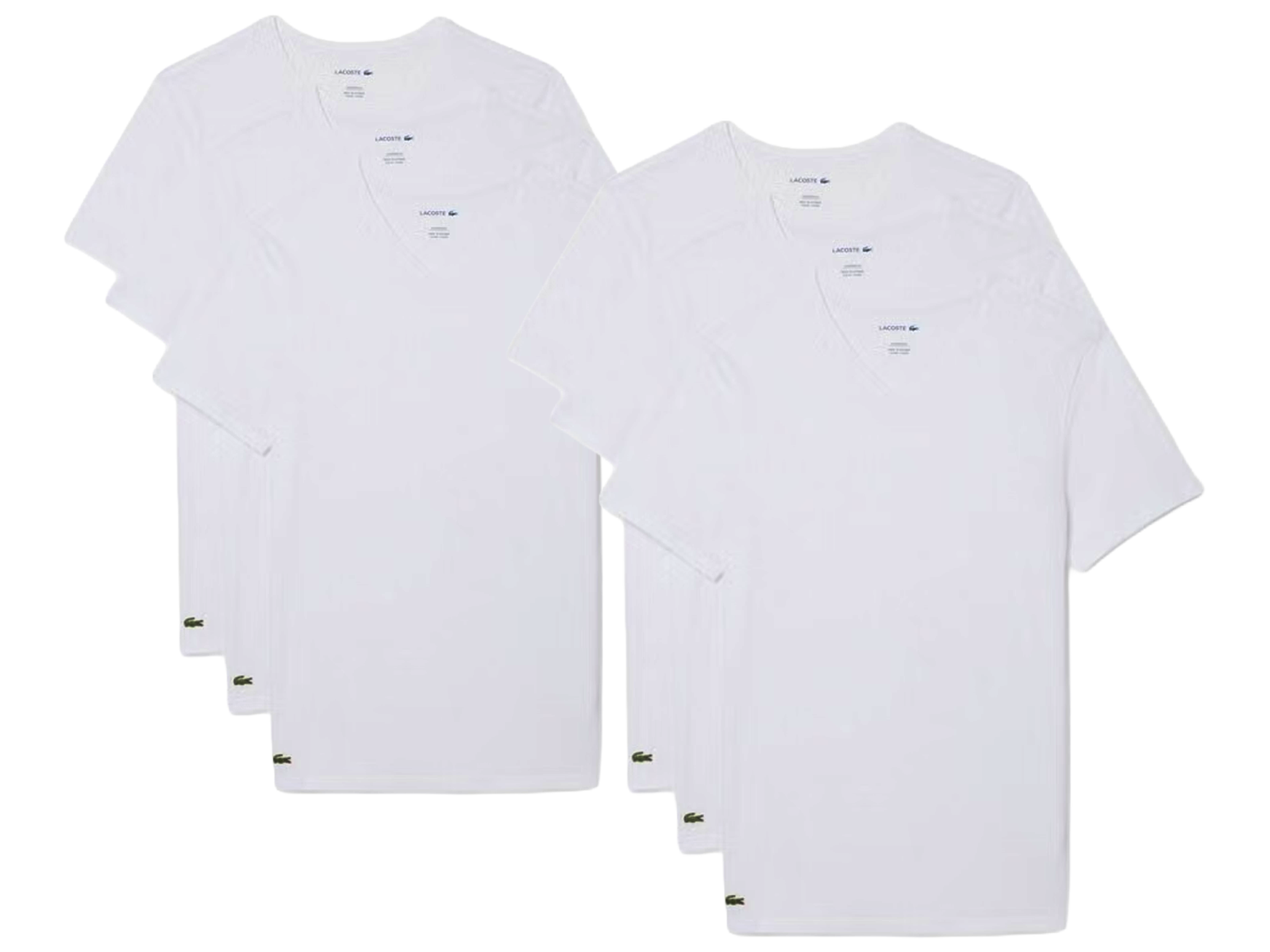 6x Lacoste T-shirt Basique, Col en V