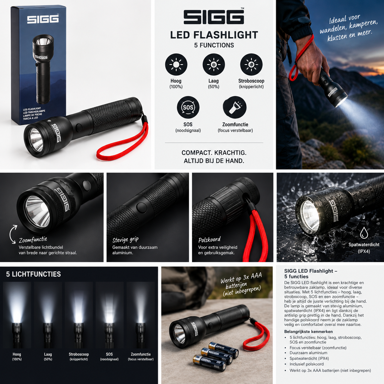 2x SIGG LED Zaklamp, 5 Functies