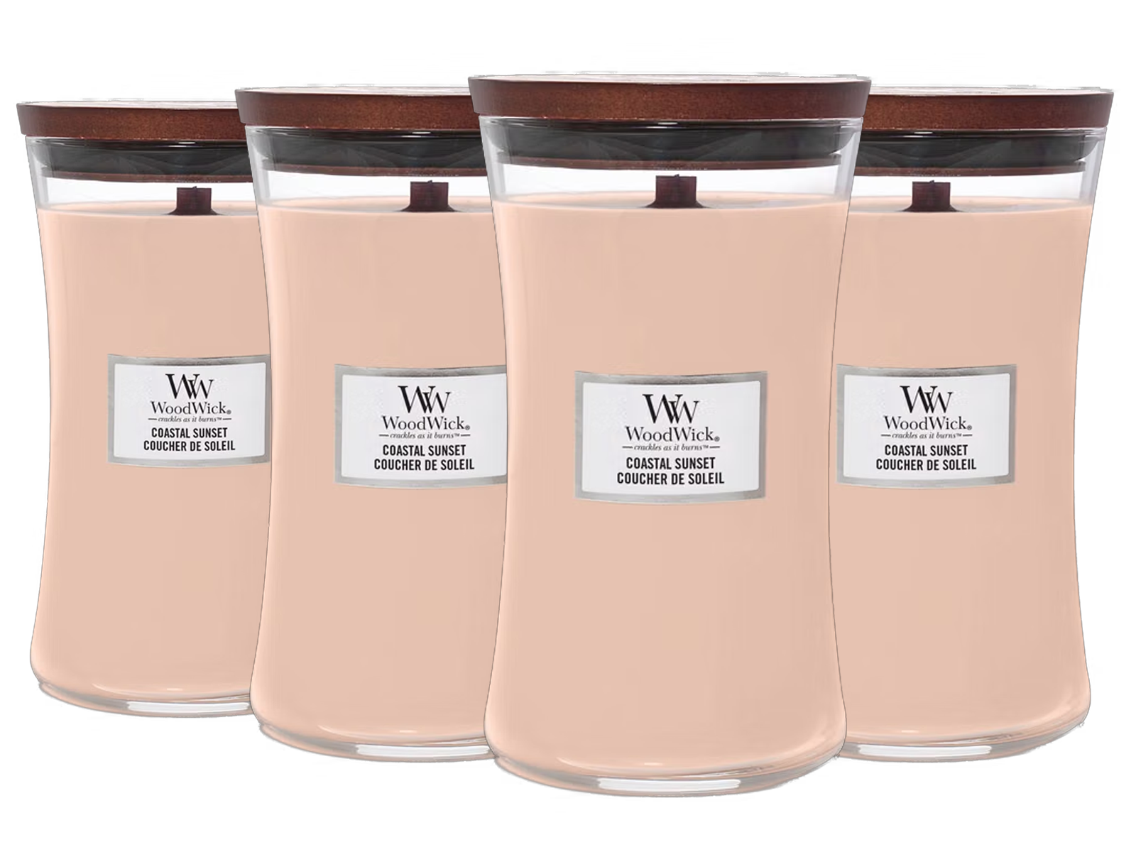4 bougies parfumées « WoodWick » format grand format,  Coastal Sunset