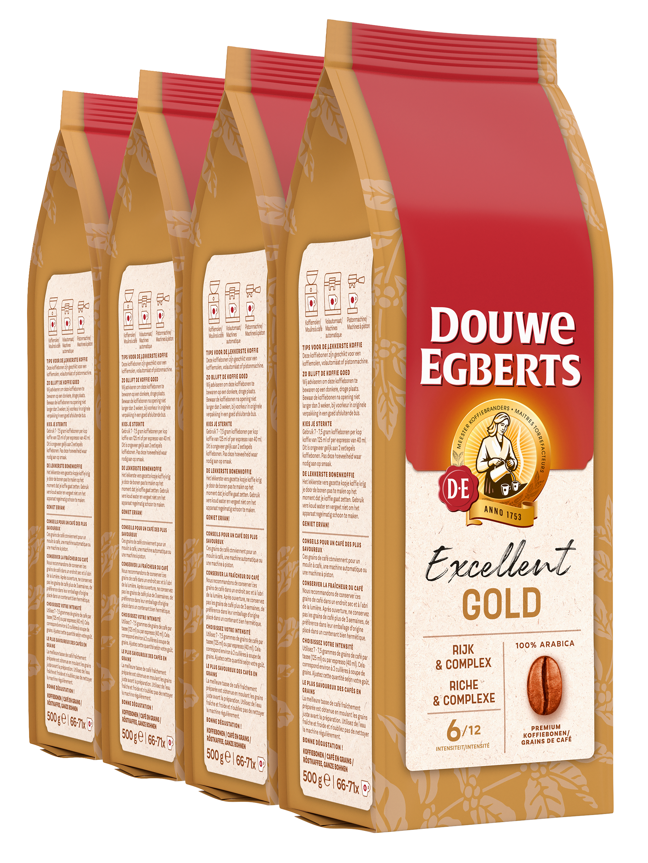 4x Douwe Egberts Excellent Gold Grains de café, 500 g