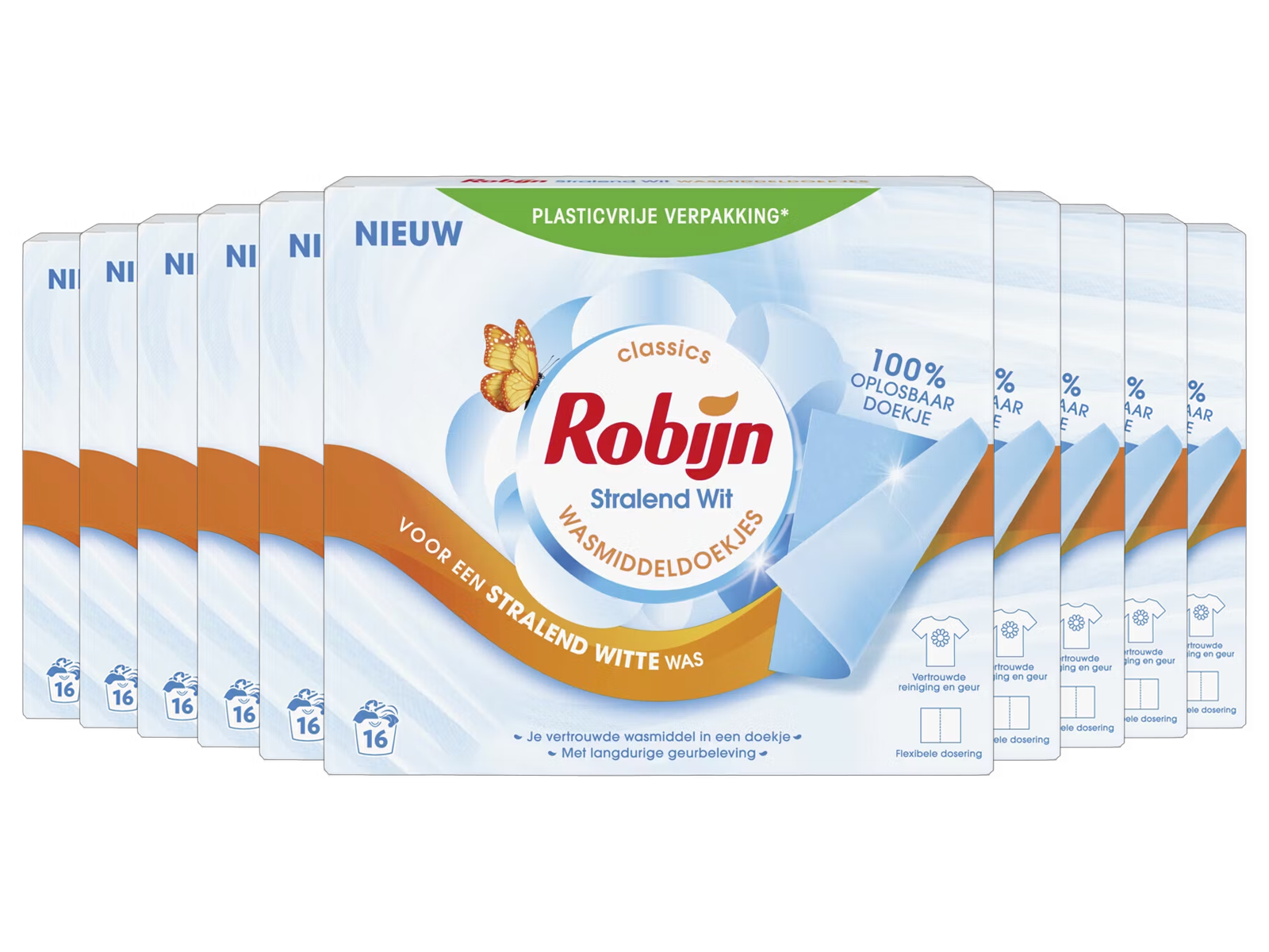 160x Robijn Stralend Wit Wasmiddeldoekjes 