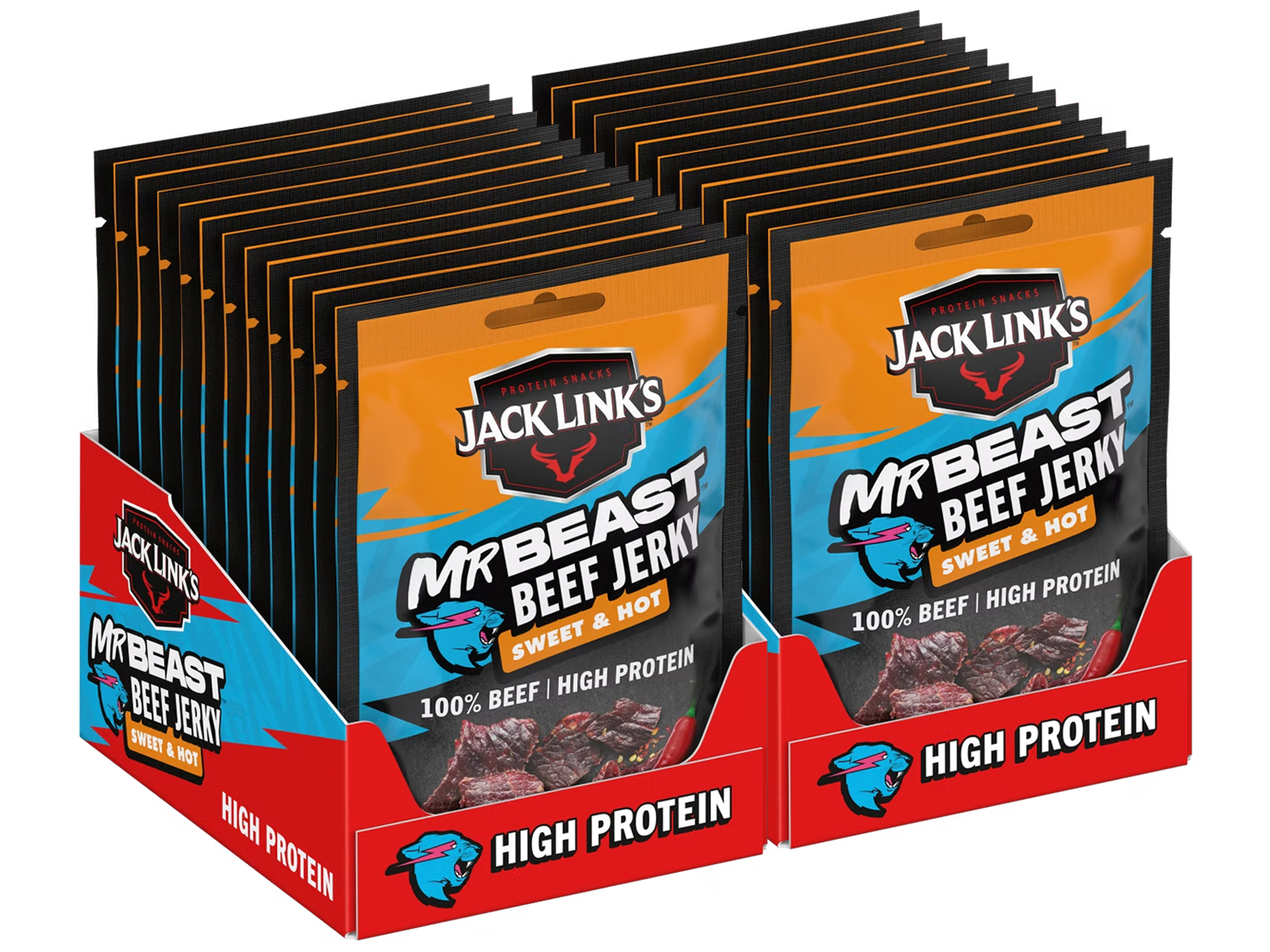 24x Jack Link's Beef Jerky, Sweet & Hot, 40 g