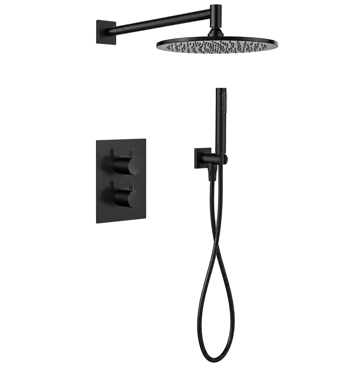 Regn Douche à effet pluie thermostatique, Noir gun metal