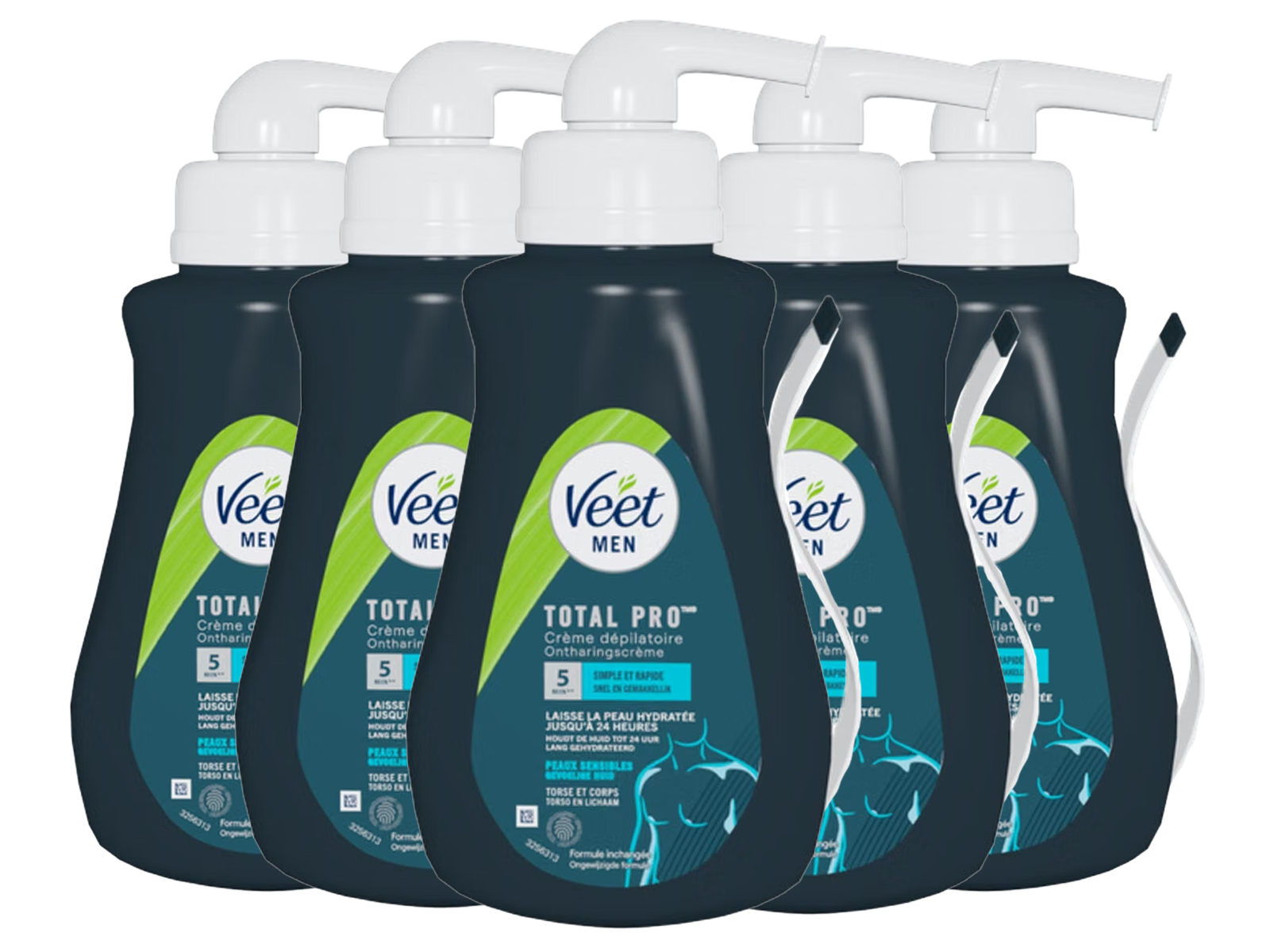 5 crèmes dépilatoires pour hommes « Veet », Peaux sensibles, 400 ml