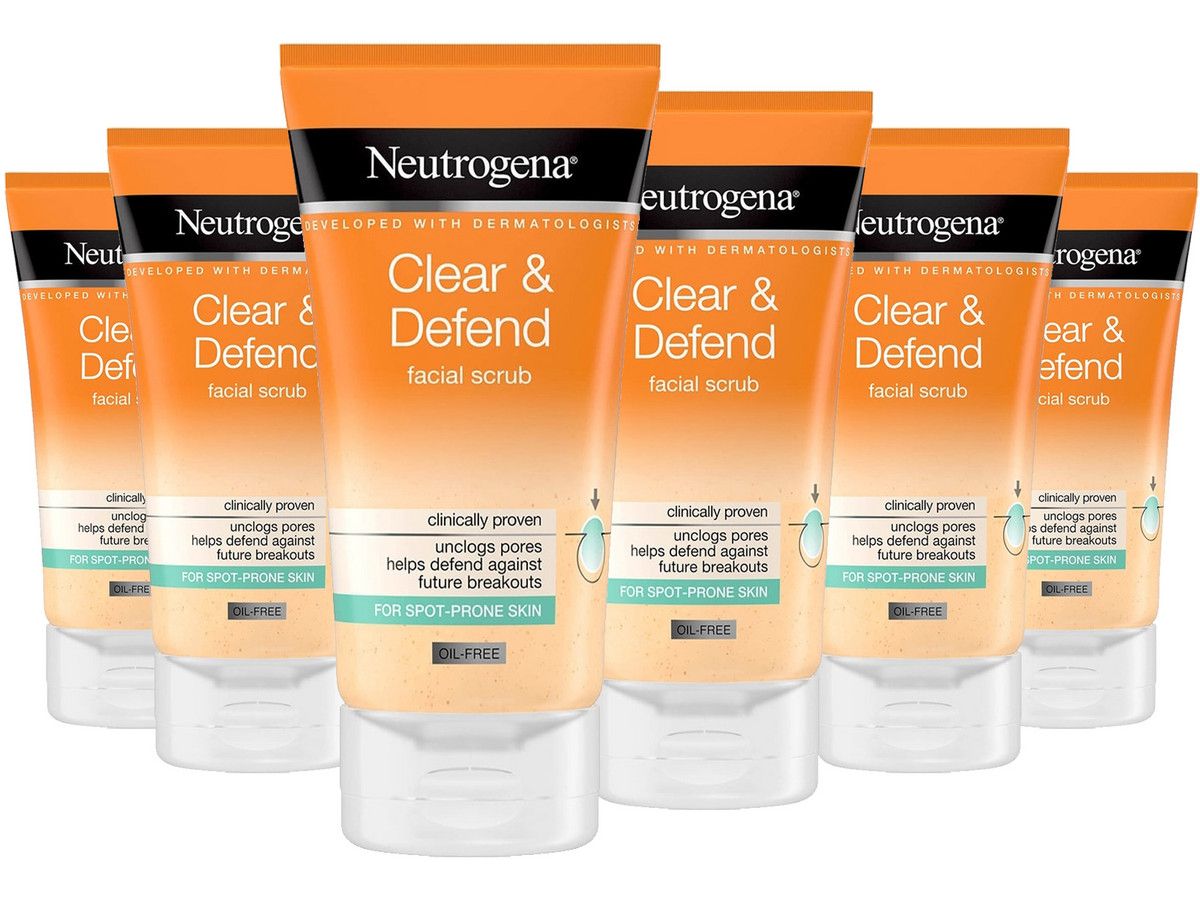 6x-neutrogena-clear-defend-facial-scrub-150-ml