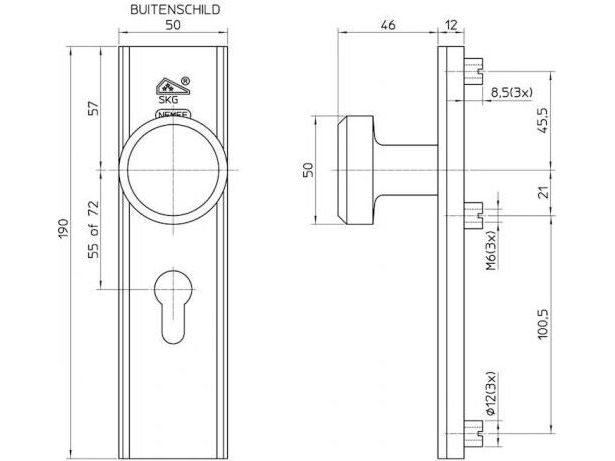 nemef-deurbeslag-knop-skg3-55-mm
