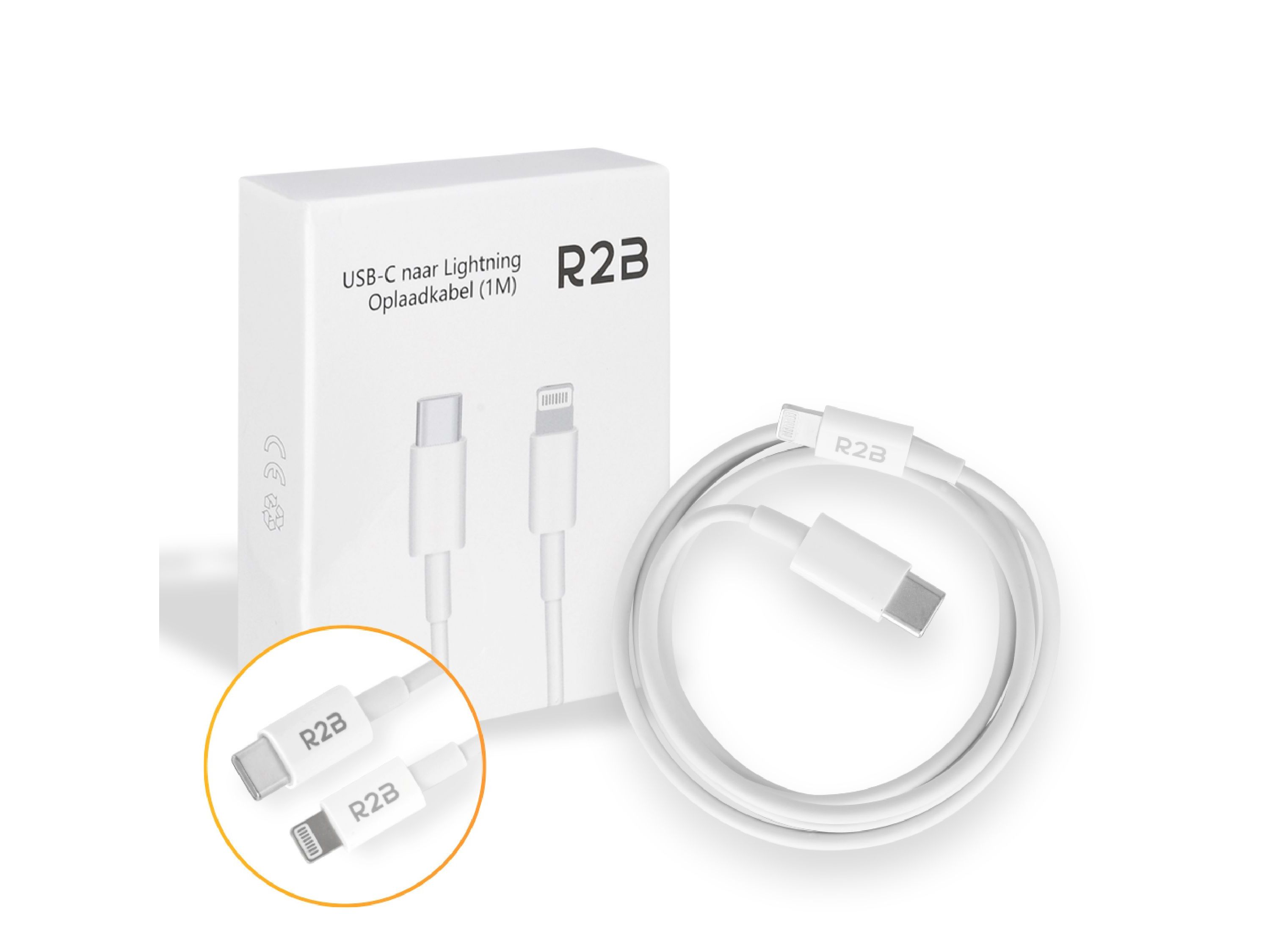 2x R2B USB-C naar Lightning Kabel | 1 m Aanbieding - iBOOD