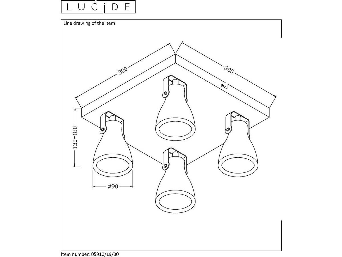 lucide-plafondspot-concri-4x-gu10