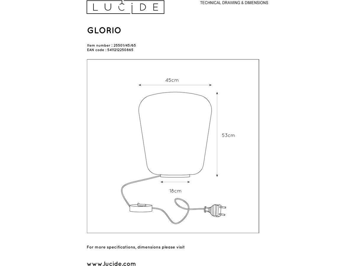 lucide-glorio-tafellamp-45-cm