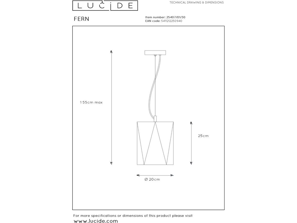 lucide-fern-hanglamp-20-cm