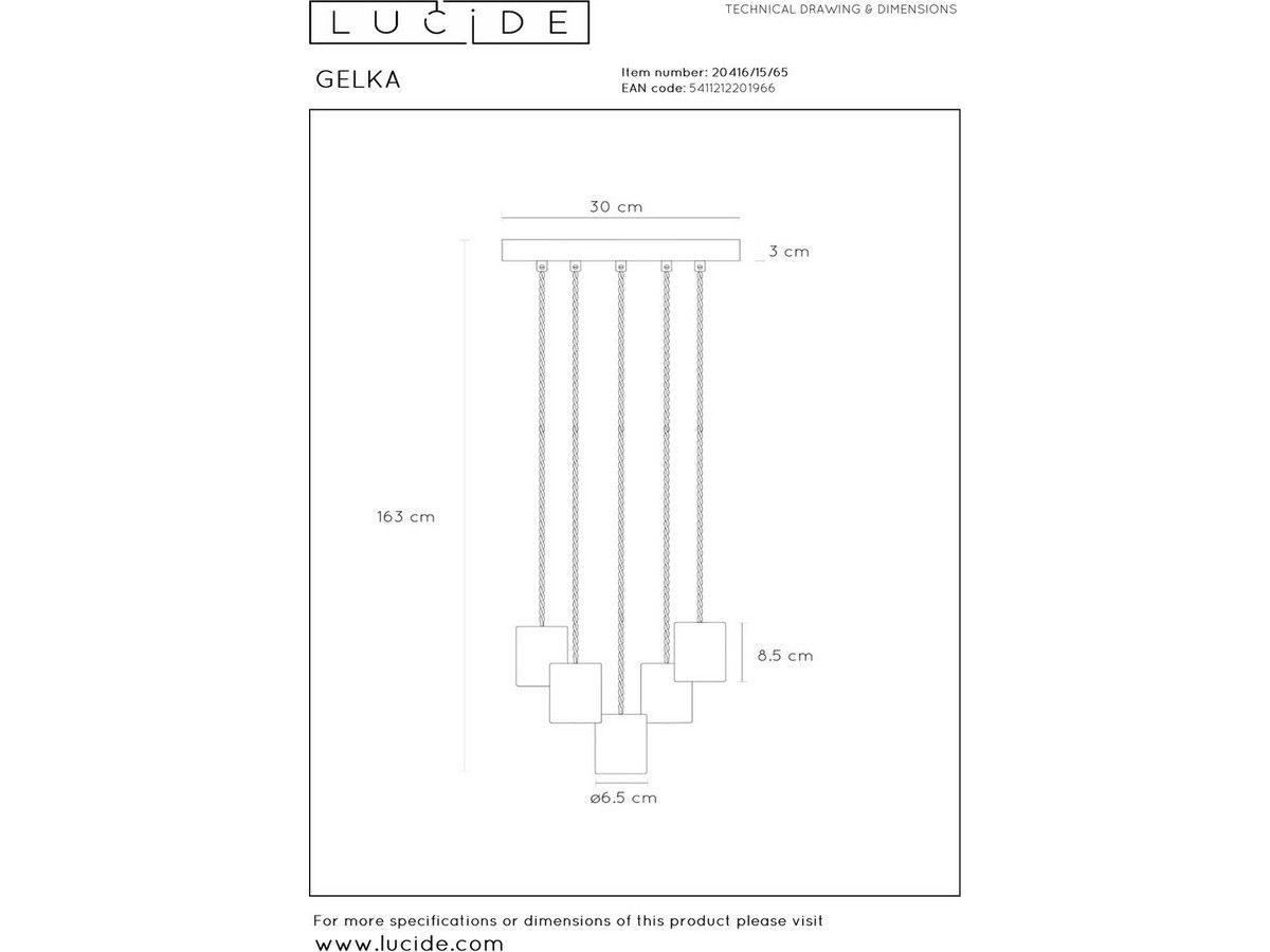 lucide-gelka-hanglamp-30-cm-5xe27-fume