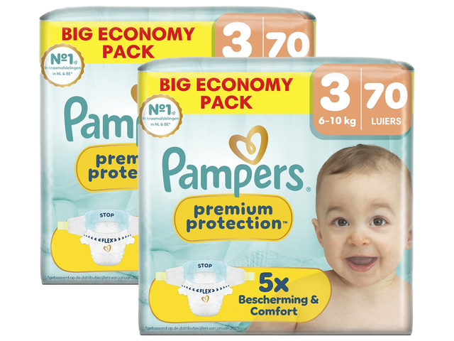 140 sztuk pieluch „ Pampers ” z ochroną premium | Rozmiar 3 | 6–10 kg